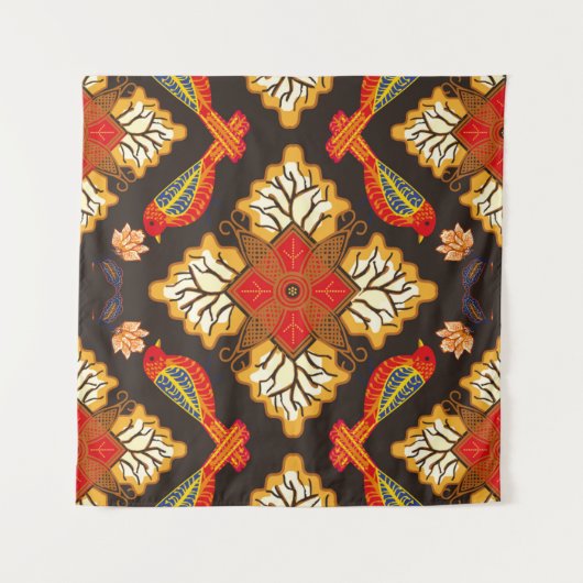 Tenture Motif batik indonésien avec flo très distinctif (Devant (Horizontal))