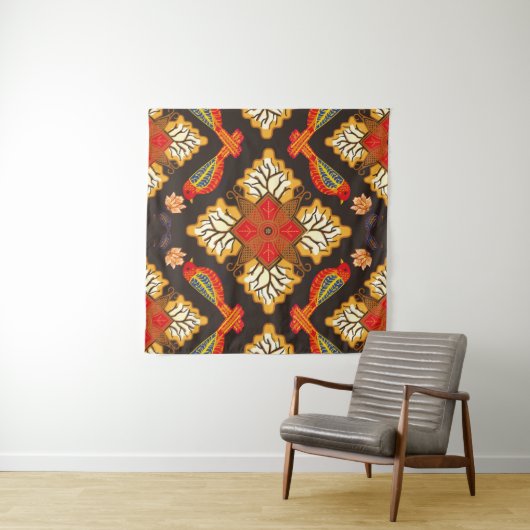 Tenture Motif batik indonésien avec flo très distinctif (En situation (horizontale))