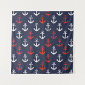 Tenture Motif blanc et bleu rouge de marine (Devant (Horizontal))