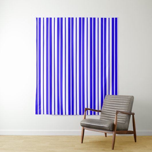Tenture Motif Bleu Blanc Vertical Grilles (En situation)
