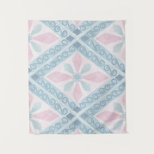 Tenture motif bleu en forme de diamant