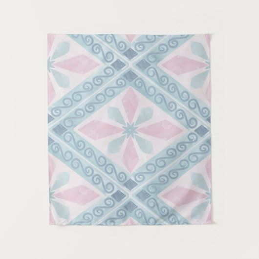 Tenture motif bleu en forme de diamant (Devant)