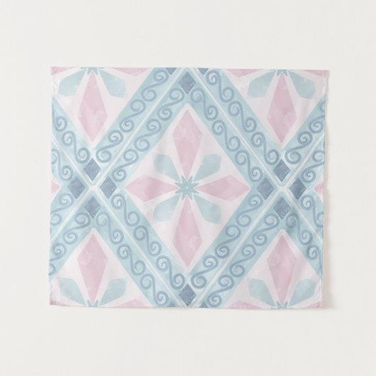 Tenture motif bleu en forme de diamant (Devant (Horizontal))