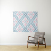 Tenture motif bleu en forme de diamant (En situation (horizontale))