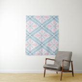 Tenture motif bleu en forme de diamant (En situation)