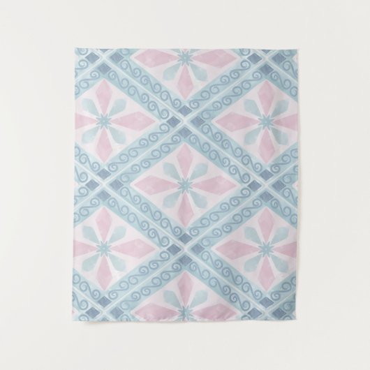 Tenture motif bleu en forme de diamant (Devant)