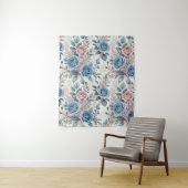 Tenture Motif bleu et rose sur blanc doux (En situation)