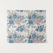 Tenture Motif bleu et rose sur blanc doux (Devant (Horizontal))