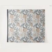 Tenture Motif Bohème Botanique Gris Terre Cuite Clair (Devant (Horizontal))