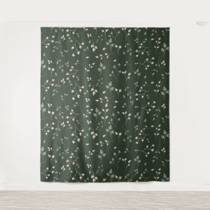 Tenture Motif botanique feuille ditsy vert forêt sombre