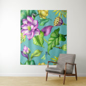 Tenture Motif botanique sans âme Lotus rose et jaune (En situation)