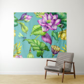 Tenture Motif botanique sans âme Lotus rose et jaune (En situation (horizontale))