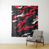 Tenture Motif camouflage rouge noir gris blanc (En situation)