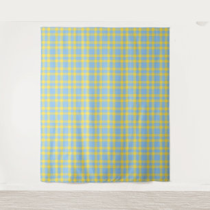 Tenture Motif carreaux bleu jaune