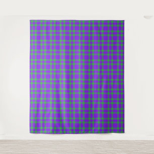 Tenture Motif carreaux vert et violet