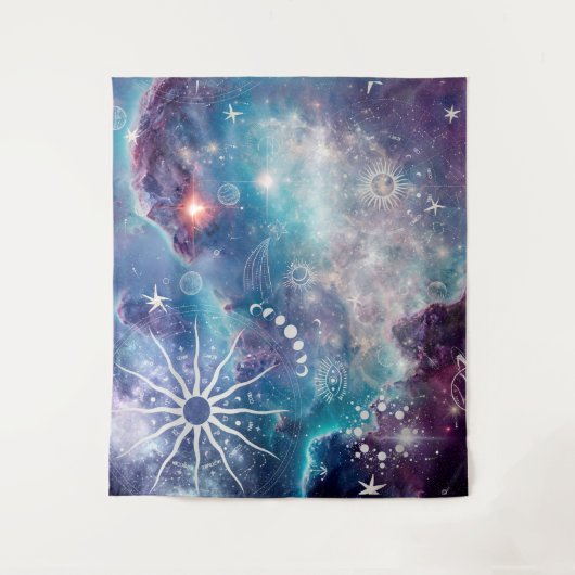 Tenture Motif céleste bleu violet (Devant)