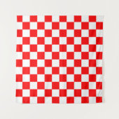 Tenture Motif chèque À damiers blanc rouge (Devant (Horizontal))