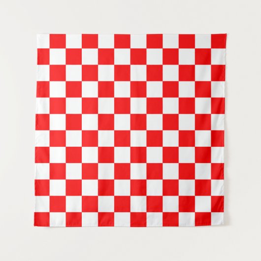 Tenture Motif chèque À damiers blanc rouge (Devant)