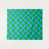 Tenture Motif chèque À damiers bleu vert (Devant (Horizontal))