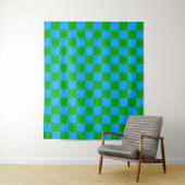 Tenture Motif chèque À damiers bleu vert (En situation)