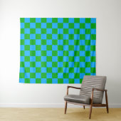Tenture Motif chèque À damiers bleu vert (En situation (horizontale))