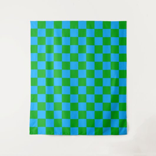 Tenture Motif chèque À damiers bleu vert (Devant)
