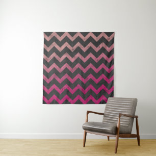 Tenture Motif chevron gris foncé ombré rose magenta rouge