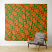 Tenture Motif chevron zigzag vert orange (En situation (horizontale))