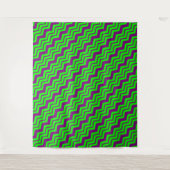 Tenture Motif chevron zigzag vert violet (Devant)