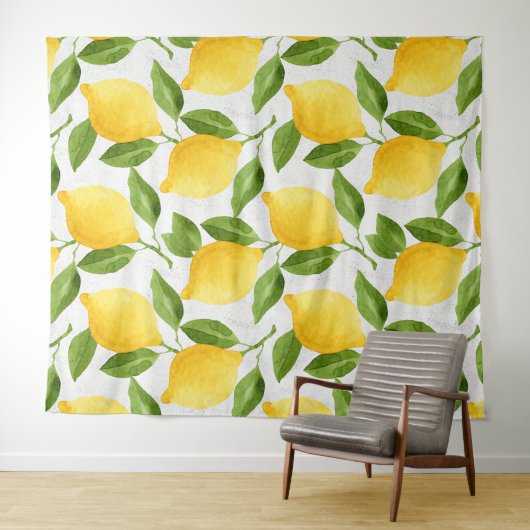 Tenture Motif citrons aquarelle (En situation (horizontale))