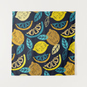 Tenture Motif Citrus Lemon Doodle Arrière - plan (Devant (Horizontal))