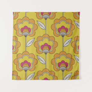 Tenture motif continu rétro floral