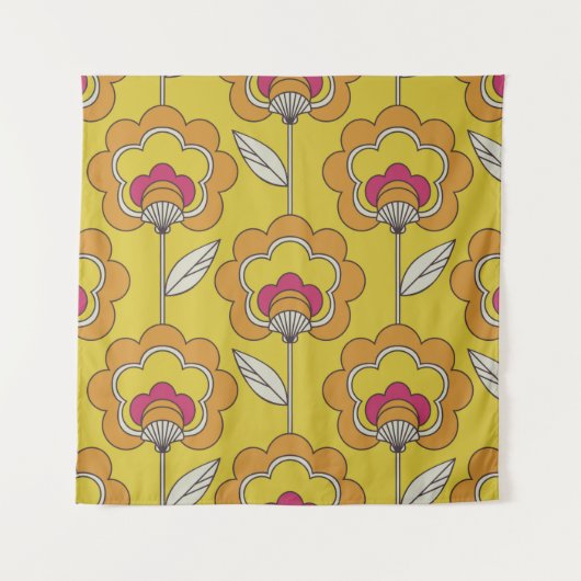 Tenture motif continu rétro floral (Devant)