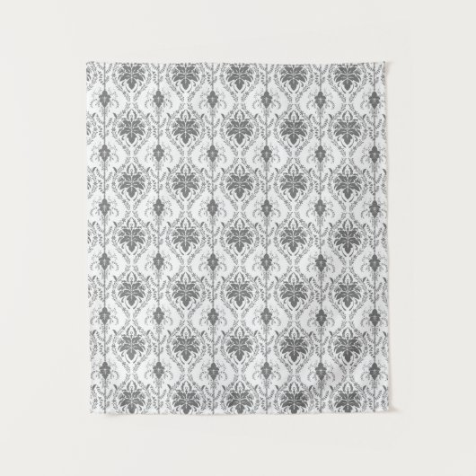 Tenture Motif Damask blanc et gris (Devant)
