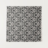 Tenture Motif Damassé Flourish Noir sur Crème (Devant (Horizontal))