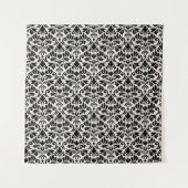 Tenture Motif Damassé Flourish Noir sur Crème (Devant)