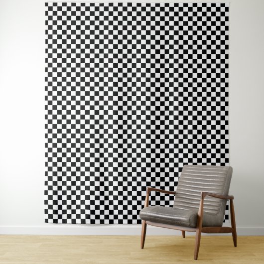 Tenture Motif damier noir et blanc (En situation)
