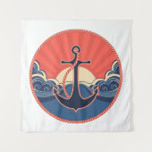 Tenture Motif d'Ancre et de vague de mer (Devant (Horizontal))