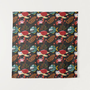 Tenture Motif d'animaux aquatiques   vie sous-marine en me