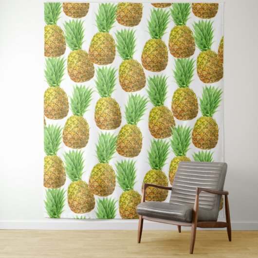 Tenture Motif d'aquarelle ananas (En situation)
