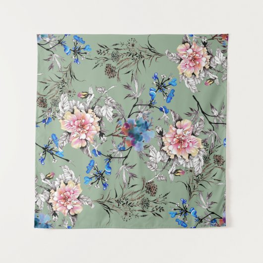 Tenture Motif d'aquarelle Arrière - plan vert. (Devant (Horizontal))