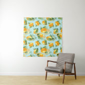 Tenture Motif d'aquarelle avec citrons et feuilles. Seamel (En situation (horizontale))