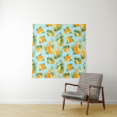 Tenture Motif d'aquarelle avec citrons et feuilles. Seamel (En situation)