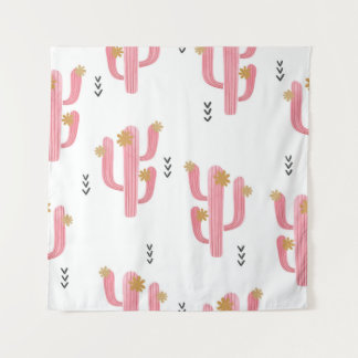 Tenture Motif d'aquarelle de cactus rose vintage