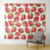 Tenture Motif d'aquarelle de fraises (En situation (horizontale))