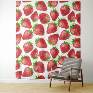 Tenture Motif d'aquarelle de fraises
