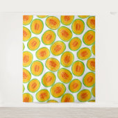Tenture Motif d'aquarelle de tranches de melon (Devant)