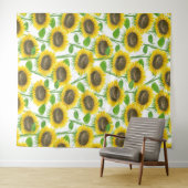 Tenture Motif d'aquarelle des tournesols (En situation (horizontale))