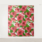 Tenture Motif d'aquarelle d'hibiscus rouge (Devant)