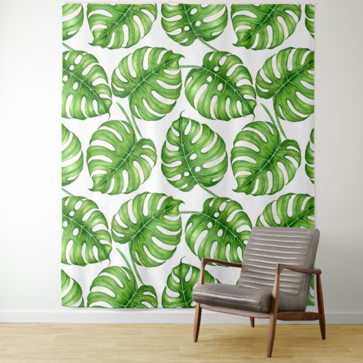 Tenture Motif d'aquarelle Monstera (En situation)